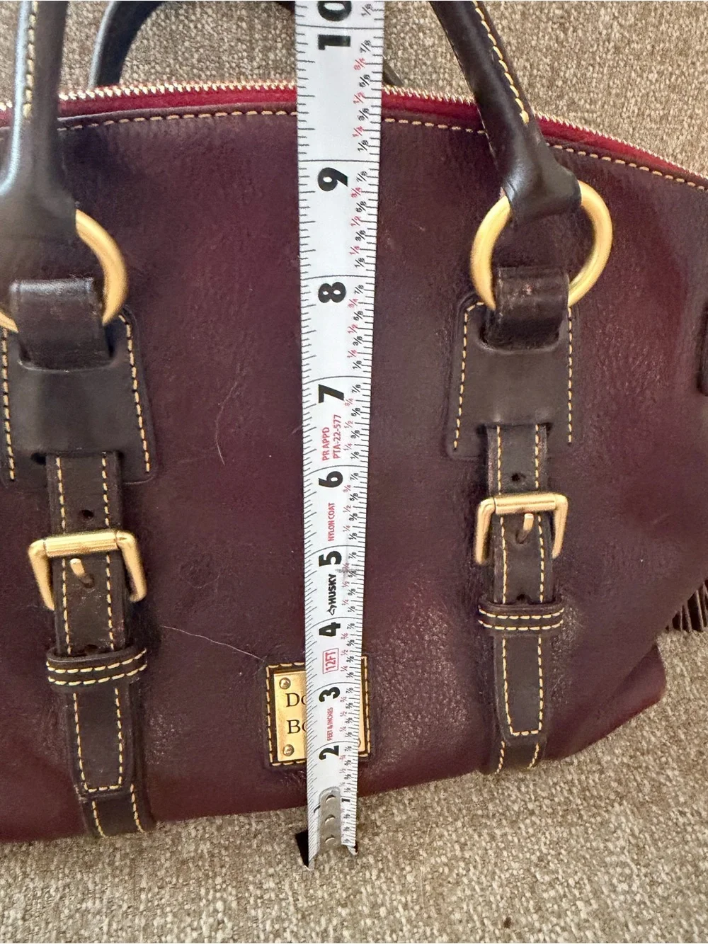 Dooney & Bourke Dark Brown Leather  Satchel with Gold Hardware